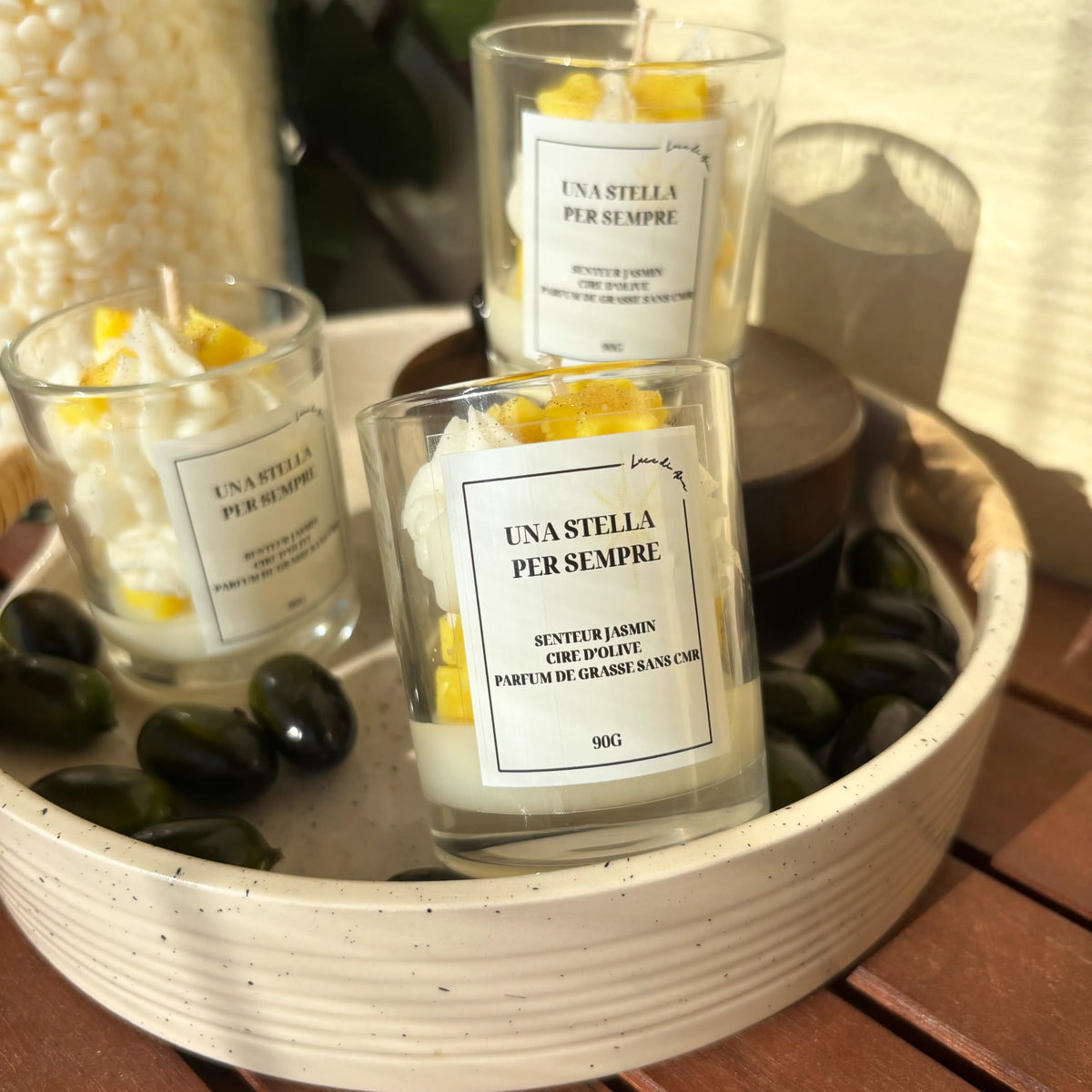 Bougie cire d'olive una stella
